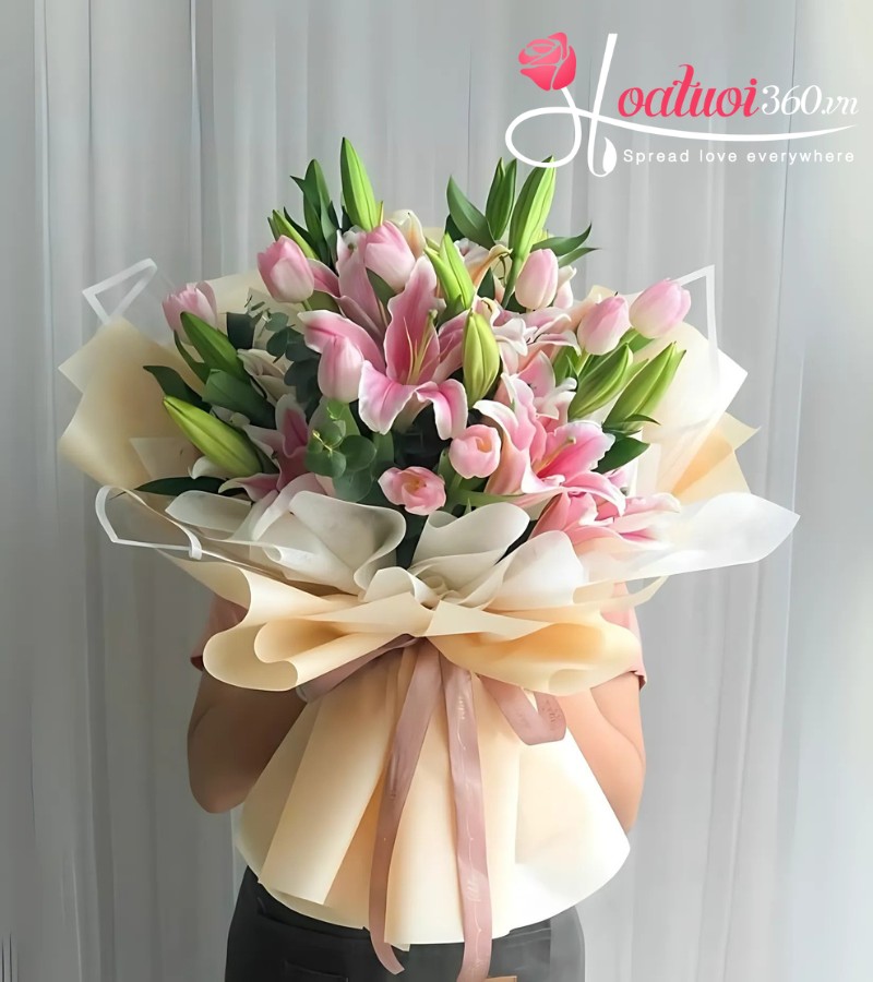 Bó hoa ly chúc mừng thành công rực rỡ