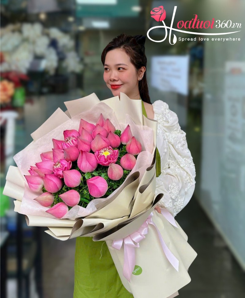 Bó hoa sen chúc mừng thành công tốt đẹp