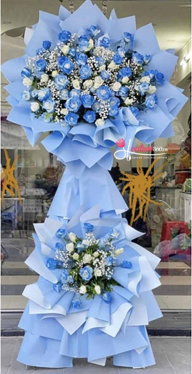 Kệ hoa khai trương tone xanh hiện đại trẻ trung