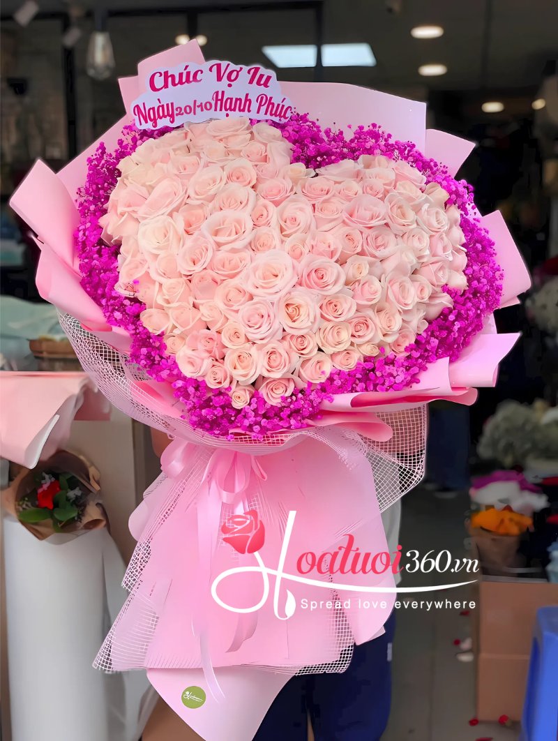 Bó hoa hồng cá nhân hóa chúc mừng ngày 20 tháng 10 đẹp nhất 