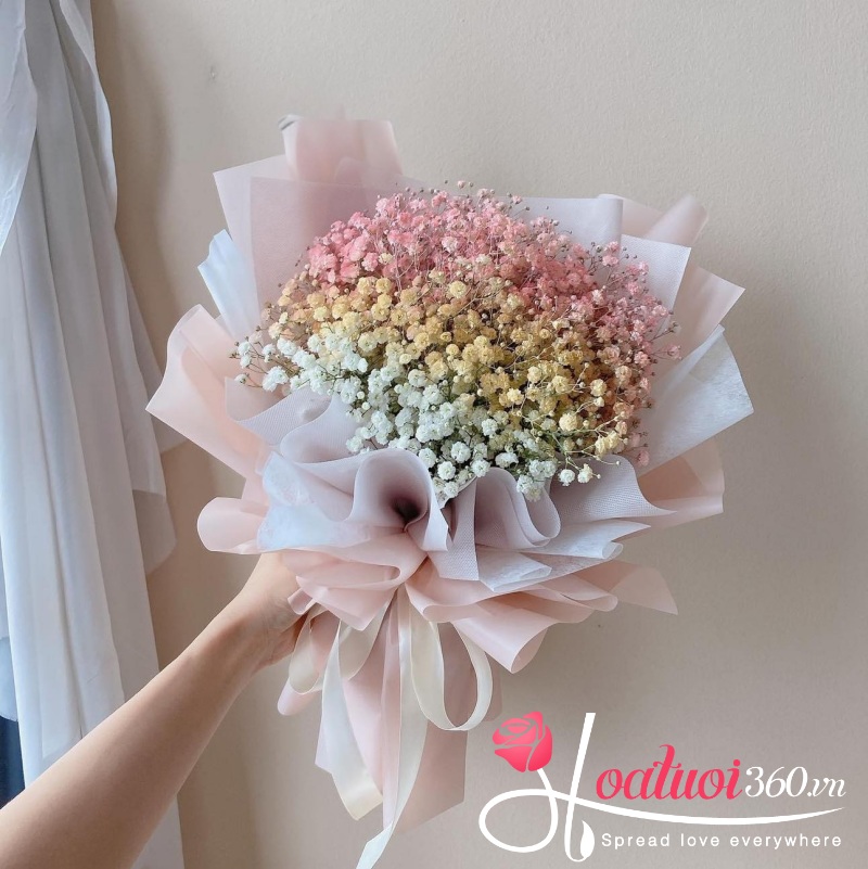 Bó hoa chấm bi mix 3 màu