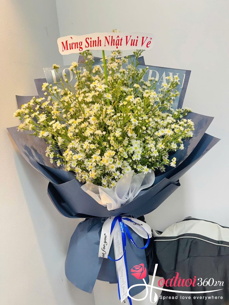 Bó hoa thạch thảo màu trắng mừng sinh nhật