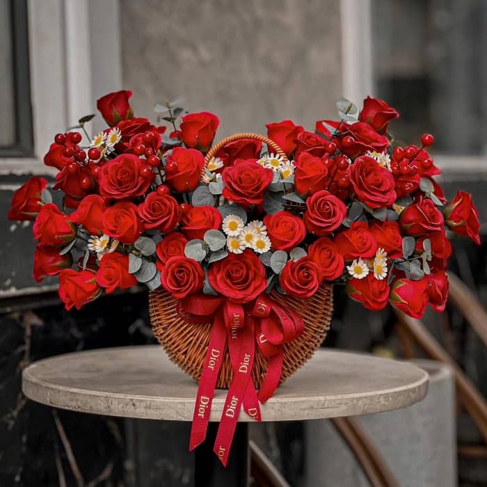 giỏ hoa sáp đẹp 95 bông