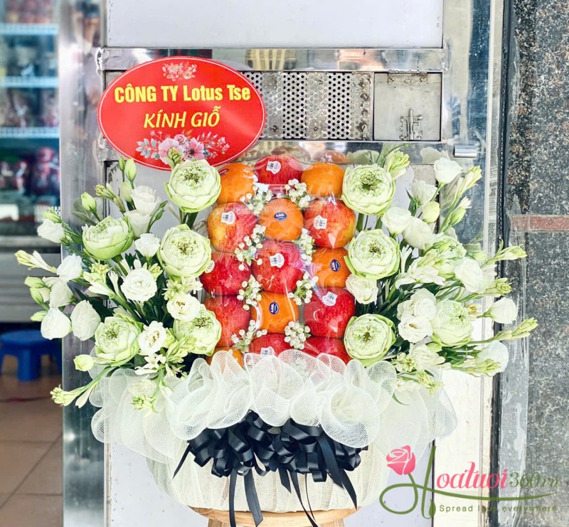 giỏ trái cây phối sen trắng 3