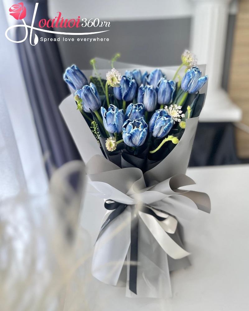 Bó tulip xanh tinh khôi