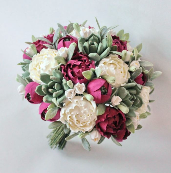 Bó hoa cưới đất sét cầm tay