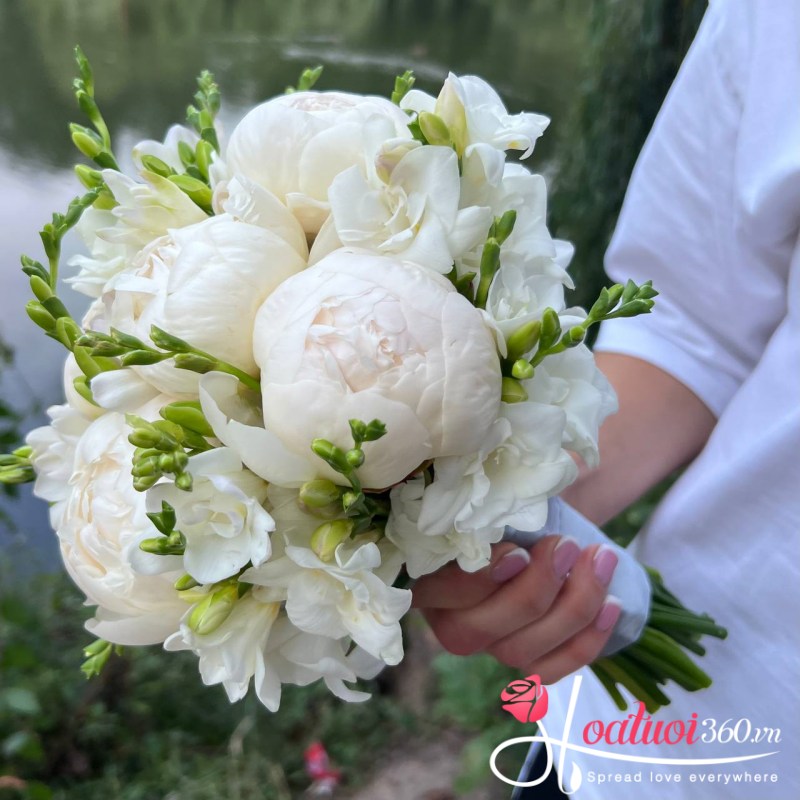 Hoa cưới mẫu đơn trắng