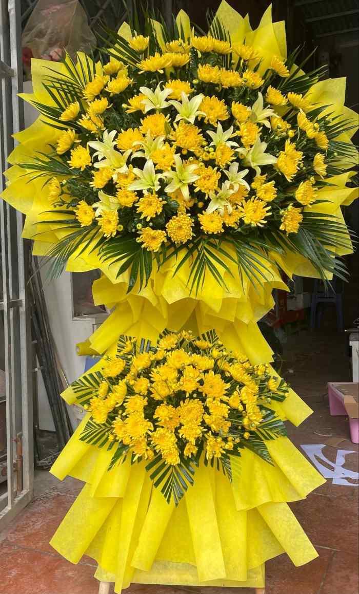 Kệ hoa cúc vàng bigsize kính viếng