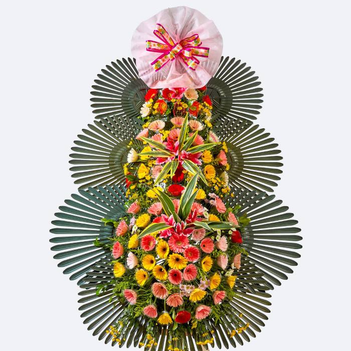 Kệ hoa chúc mừng 3 tầng hình cầu kiểu Hàn Quốc