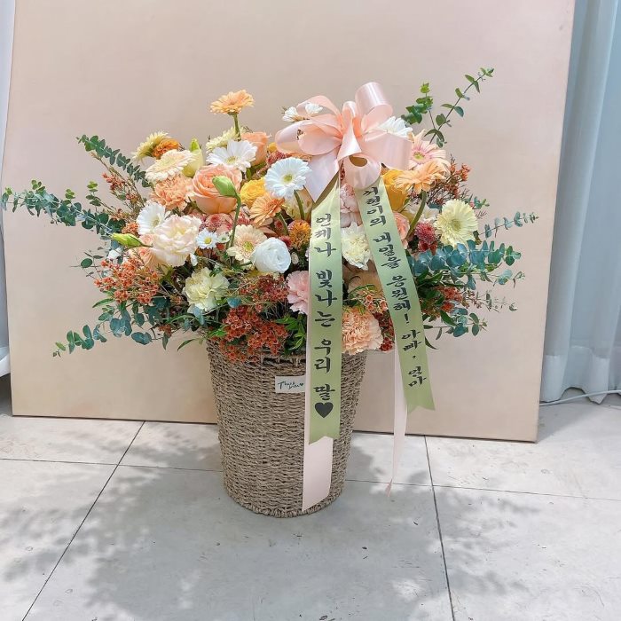 lẵng hoa khai trương Hàn Quốc cao 50cm