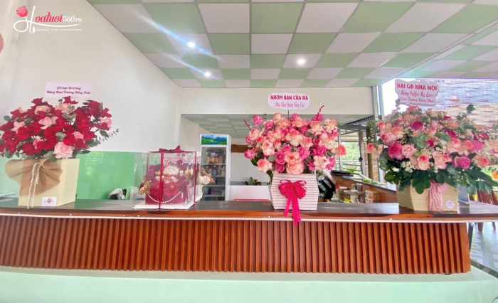 Lẵng hoa khai trương tiệm cà phê