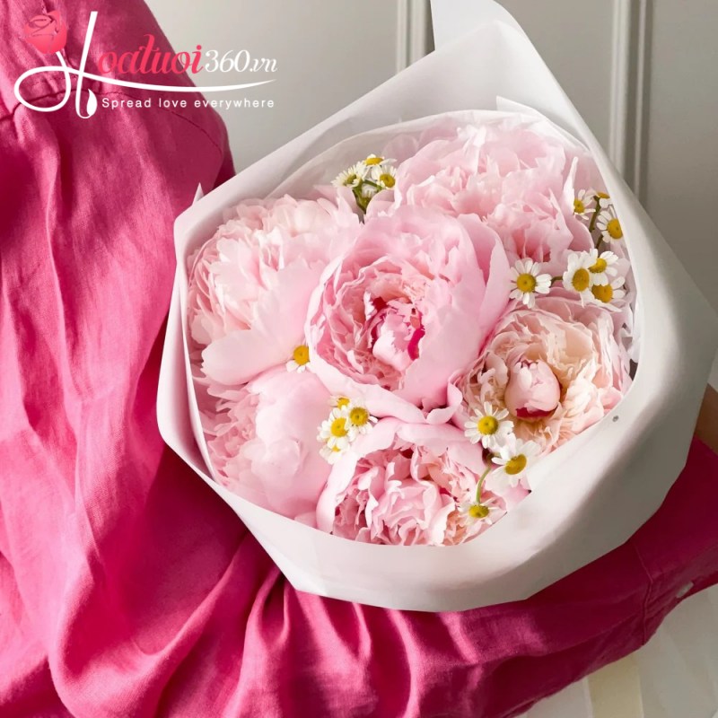 bó hoa mẫu đơn cảm ơn