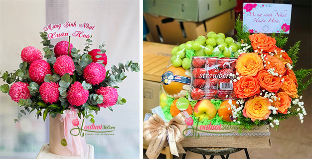 Combo hoa và giỏ trái cây - Hạnh phúc nhân đôi