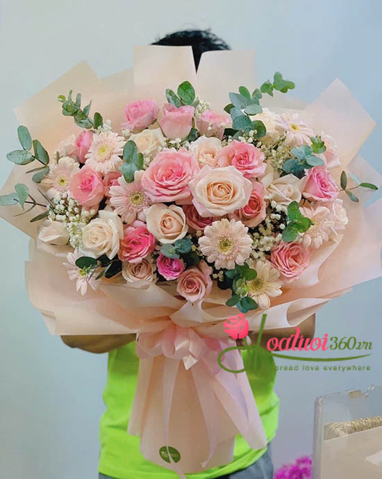 Bó hoa sinh nhật - Sắc hồng tặng em