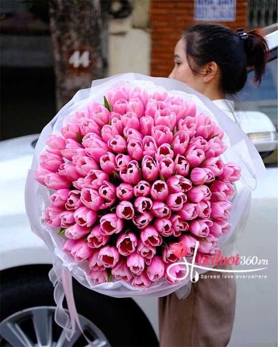 Bó hoa tulip hồng - Mình là của nhau