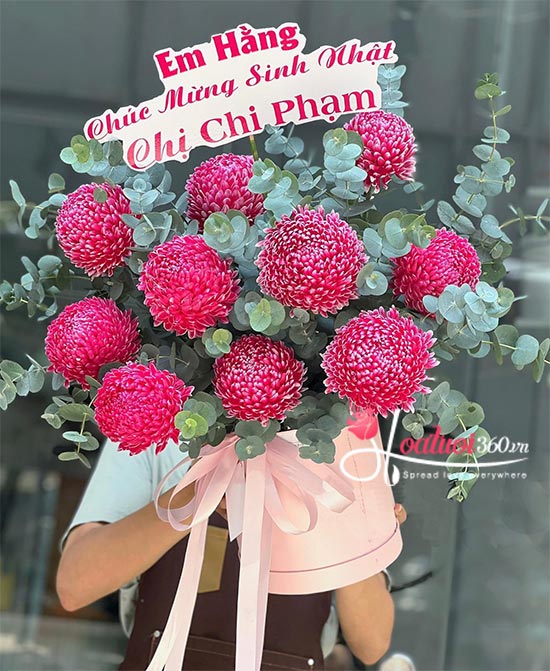 Hộp hoa cúc mẫu đơn - Tài sắc vẹn toàn