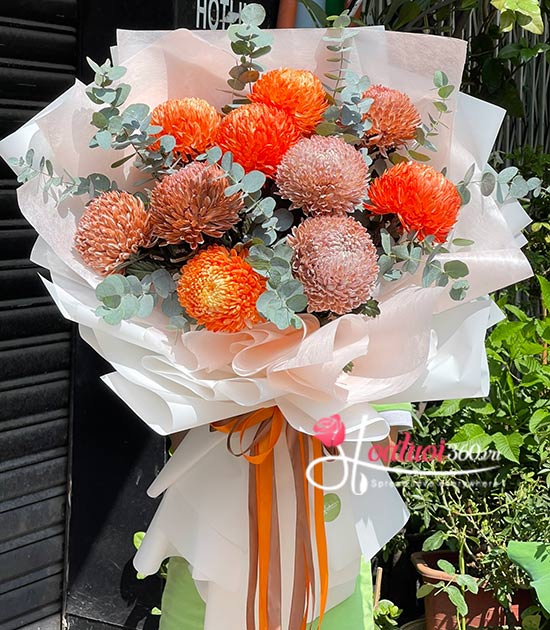 Bó hoa cúc mẫu đơn - Hạnh phúc vạn gia