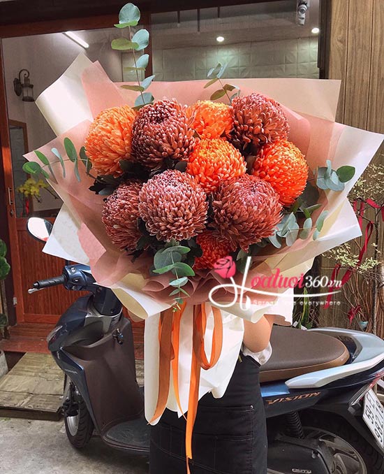 Bó hoa cúc mẫu đơn - Mãi luôn rạng ngời