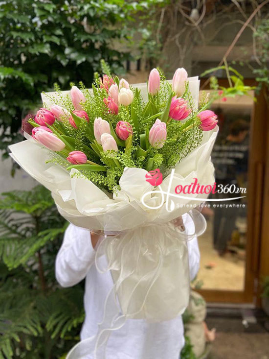 Bó hoa tulip hồng - Tiếng chuông tình yêu