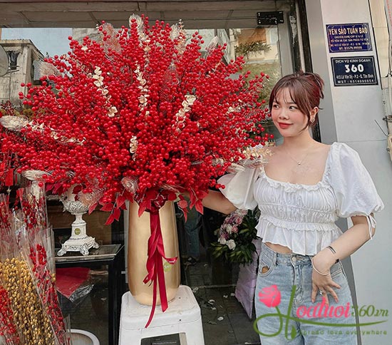 Bình hoa đào đông - Năm mới an khang