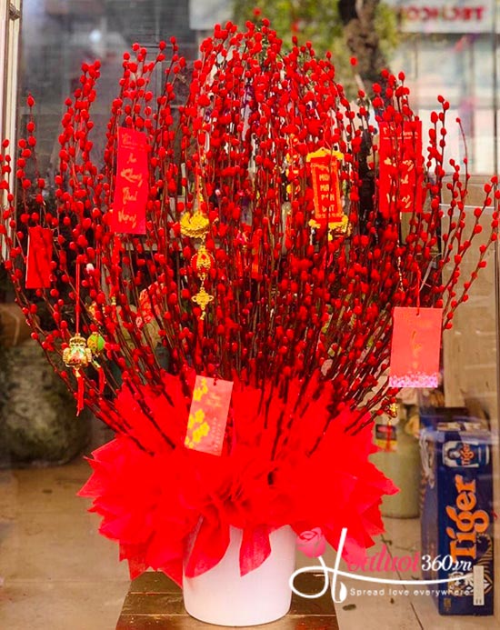 Bình hoa nụ tầm xuân - Sung túc ngày xuân