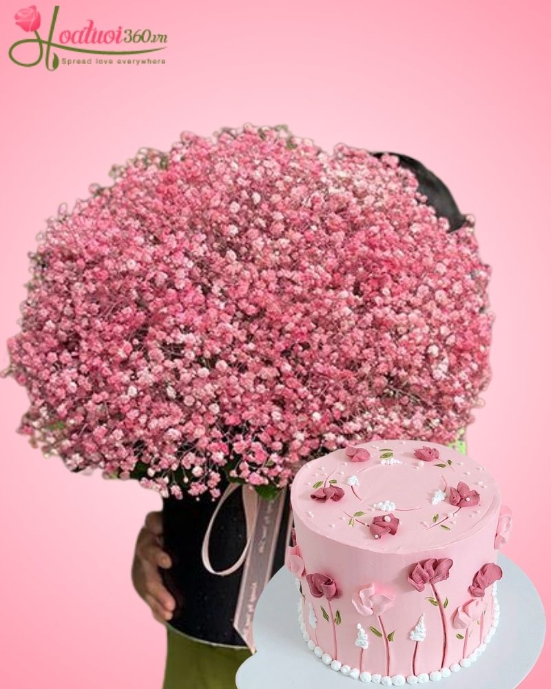 Set hoa baby và bánh sinh nhật đẹp