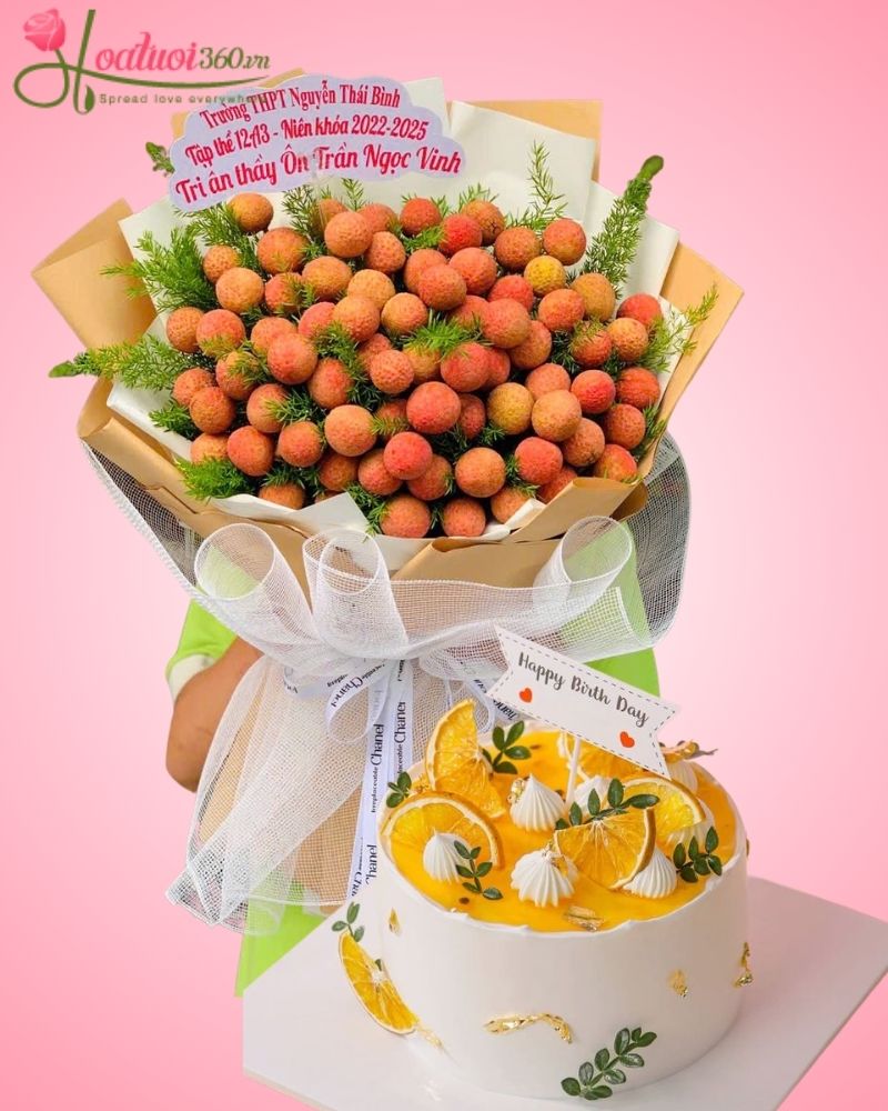 combo hoa trái cây và bánh kem sinh nhật đẹp