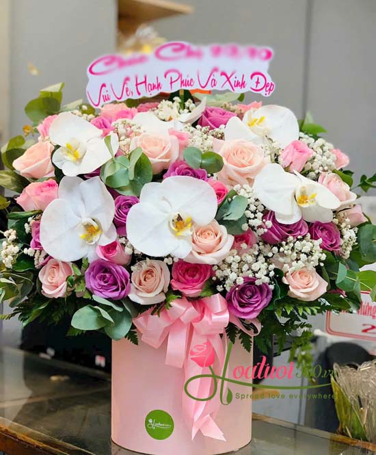 Hoa 20-11 - Hộp hoa hồng đa sắc
