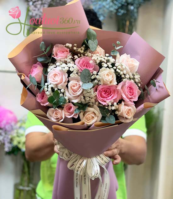 Hoa 20-11 - Bó hoa hồng mix Tấm lòng thành