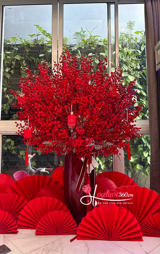 Bình hoa đào đông - Khai xuân muôn phúc