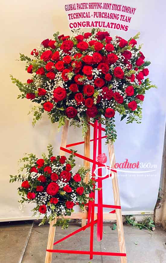 Kệ hoa khai trương - Trăm sự phát tài