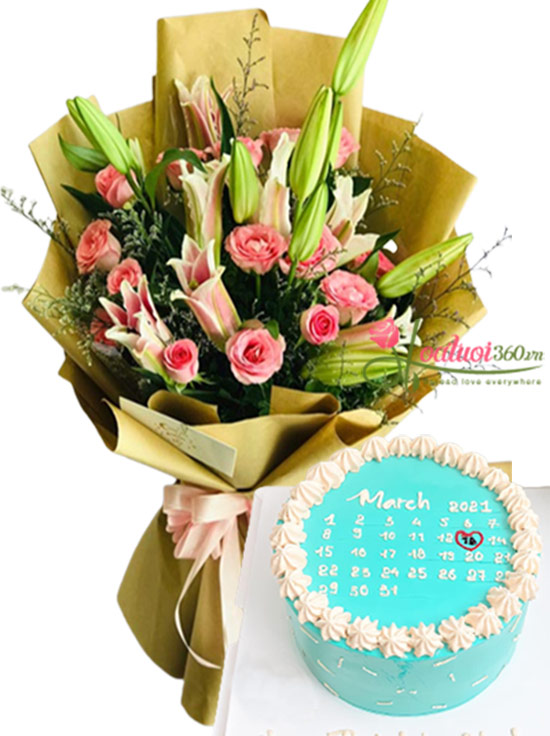 Combo hoa và bánh kem - Nét thơ ngây tại Hoa tươi 360