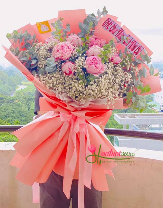 Bó hoa mẫu đơn hồng - Fancy Bó hoa mẫu đơn hồng - Fancy