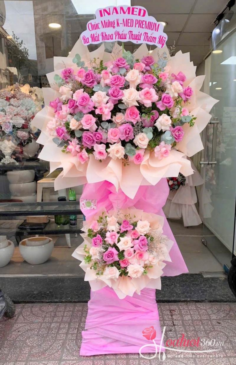 kệ hoa hồng tím mix